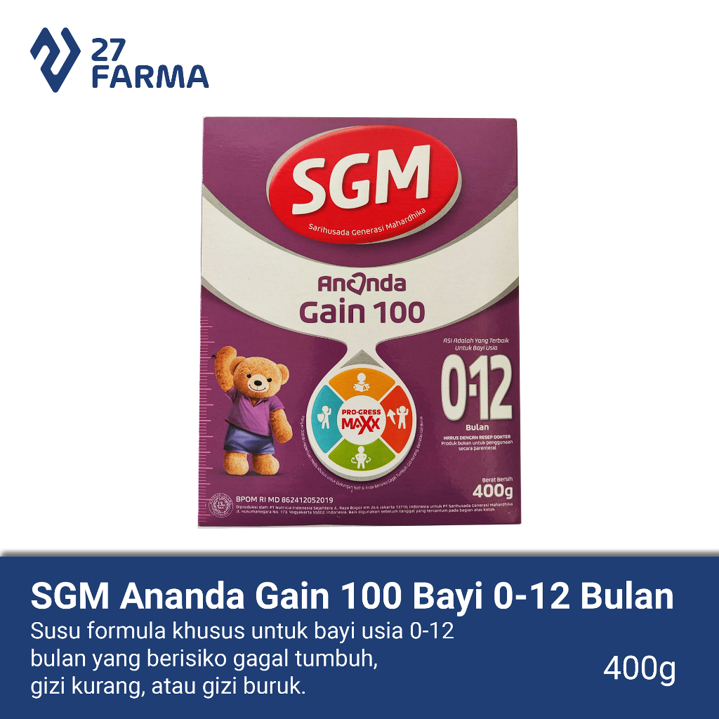 SGM Ananda Gain 100 Susu Formula Bayi 0-12 Bulan 400g