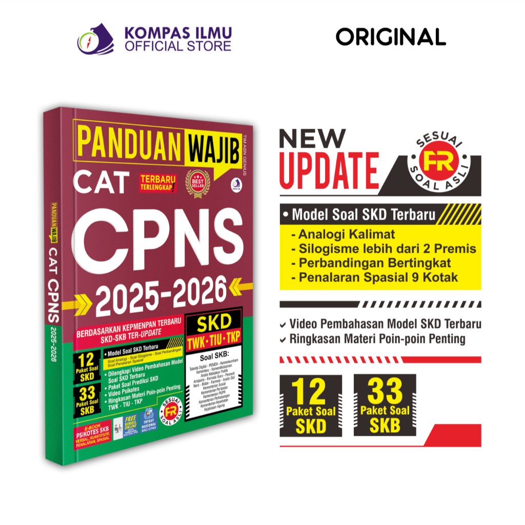 Buku Panduan Wajib CPNS 2025 - 2026 SKD SKB Psikotes TOEFL [PWC4]