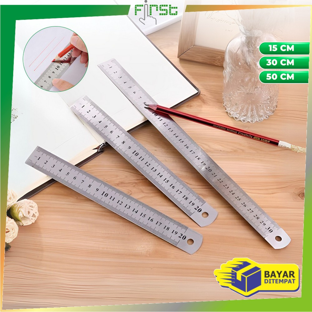 

FH-A107 Penggaris Besi 30CM Stainless Steel Ruler 50CM / Penggaris 15CM Serbaguna Perlengkapan Sekolah / Mistar Besi Alat Ukur Multifungsi
