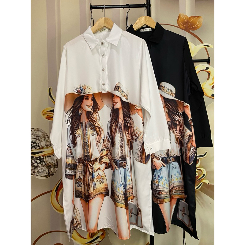 TUNIK WANITA PRINTING | KEMEJA TUNIK WANITA PRINT | ATASAN TUNIK WANITA PRINT IMPORT BANGKOK