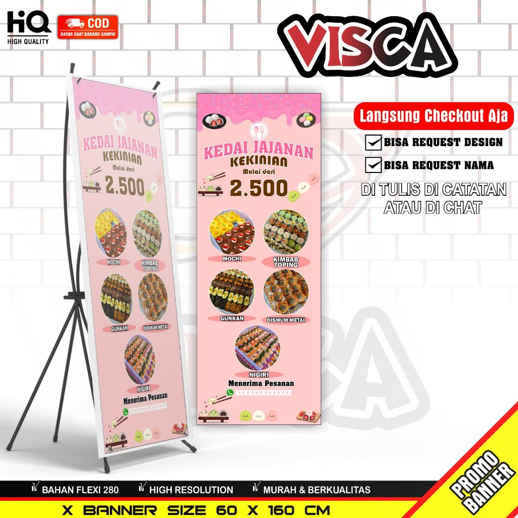 Spanduk X Banner Kedai Jananan - Banner Kedai Jajajanan Viral Ukuran 60 x 160cm