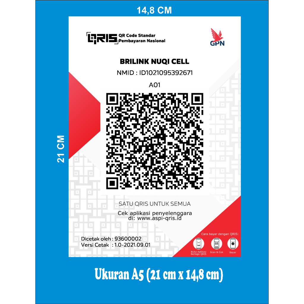 

Cetak QRIS Akrilik Ukuran A5 (21 cm x 14,8 cm)