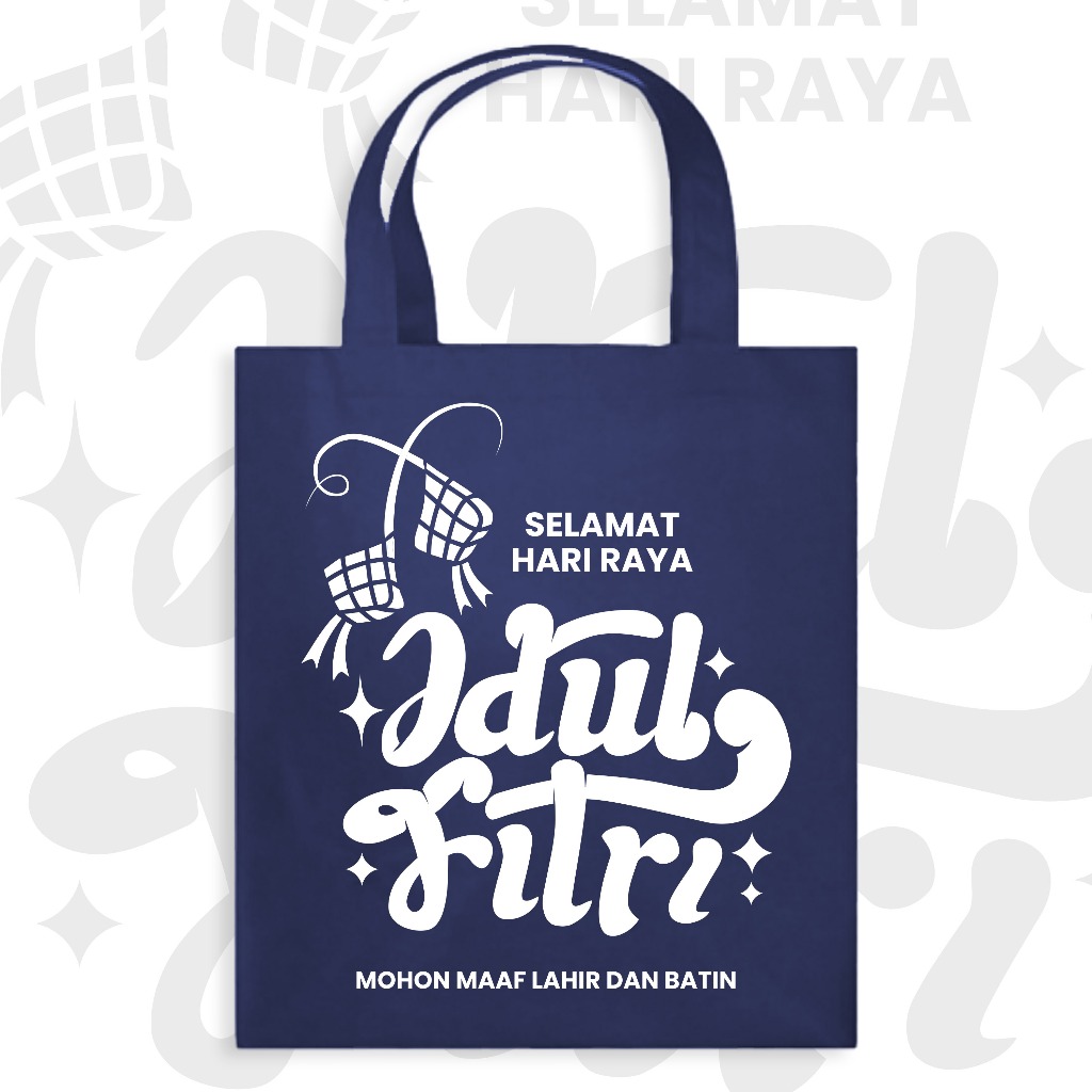 

GOODIEBAG HANDLE NAVY 2 - TAS IDUL FITRI UKURAN SEDANG 30X40X10 CM / GOODIEBAG SABLON