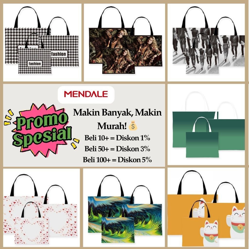 

[FLASH SALE] Mendale Paper Bag Goodie Bag Kain Motif Premium Terbaru - WFB