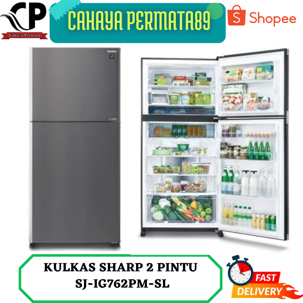 Kulkas SHARP SJ-IG762PM-SL Inverter 570 Liter 2 Pintu SJ IG762