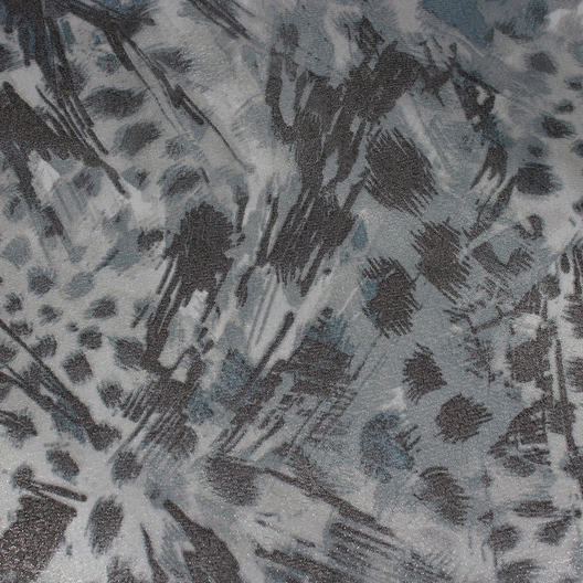 Tulle Stretch Abu Kehijauan Motif Abstrak Abu