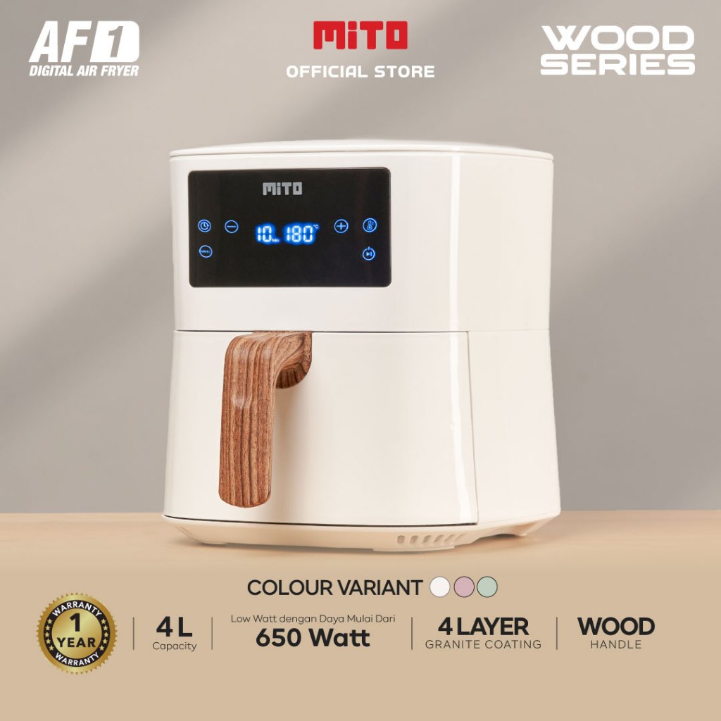 MITO Air Fryer AF1 V2 4L Low Watt Original - Mesin Penggoreng Tanpa Minyak Anti Lengket - Hemat List