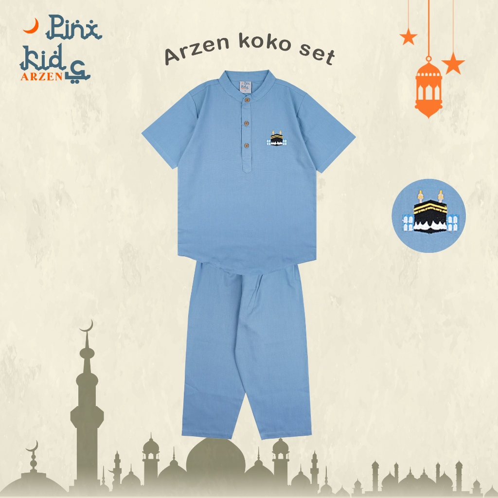 Pinxkids - Arzen Koko Set Setelan Koko Anak 1-10 tahun - Baju Lebaran 2025 Lengan pendek Bordir