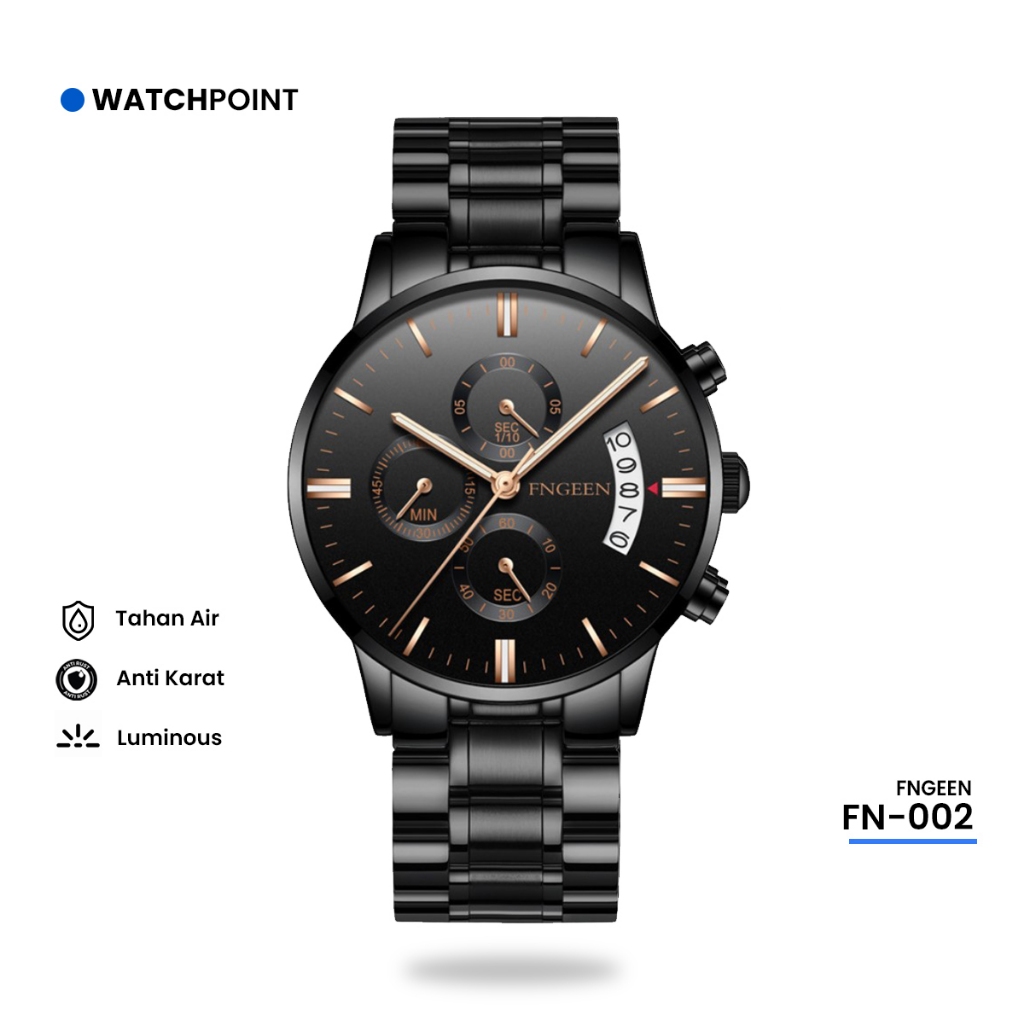 WATCHPOINT FN-002 Jam Tangan Pria Original Impor FNGEEN VAVA VOOM Tahan Air dengan 3 Kronograf