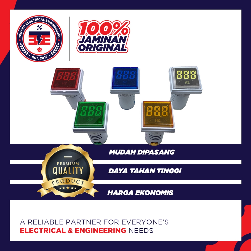 Hertz Meter Pilot Lamp LED With Hertz Indicator Kotak 22mm 0-75Hz Frekuensi Reader