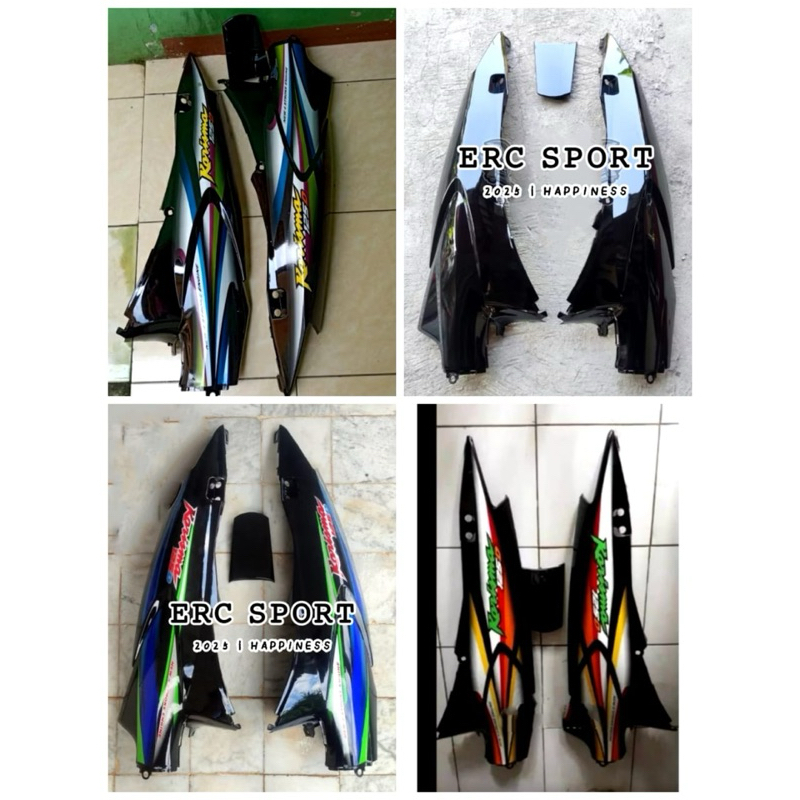 cover bodi KARISMA D 125 body belakang kanan kiri honda  karisma 125 D hitam plus striping 2003 2004