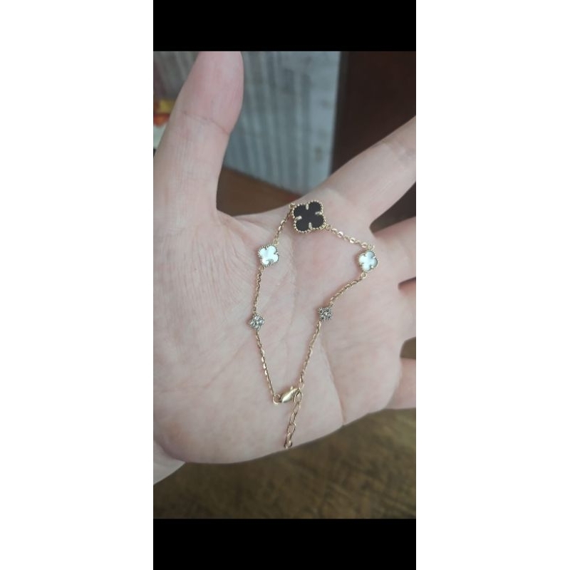Gelang clover bunga emas asli 375 gold emas asli 8k