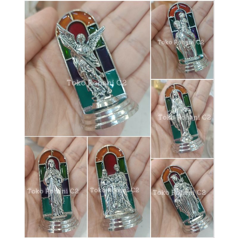 Pajangan Mini Gambar Yesus Maria - Pajangan Mobil Rohani - Patung Mini Yesus - Patung Mini Maria - P