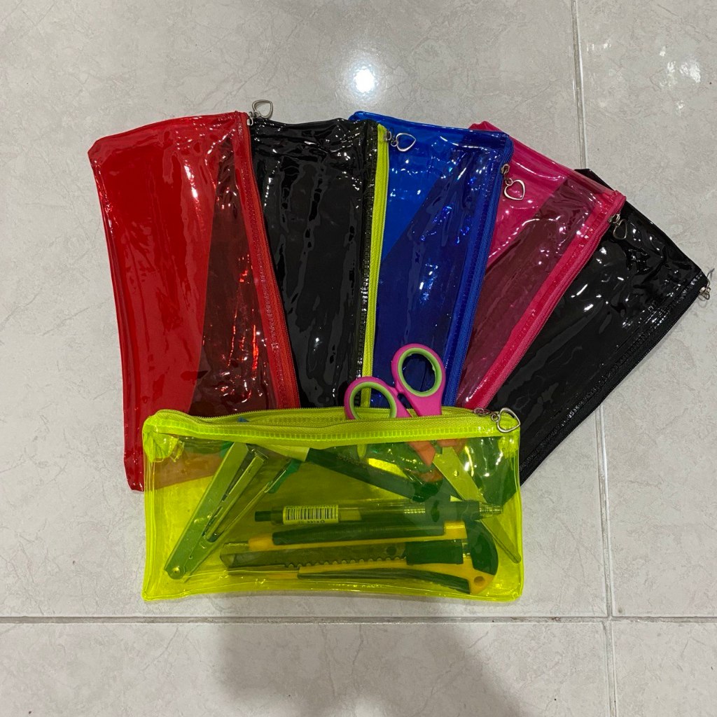 

Tempat Pensil Resleting Tansparan Warna Warni Serbaguna (1 pcs)