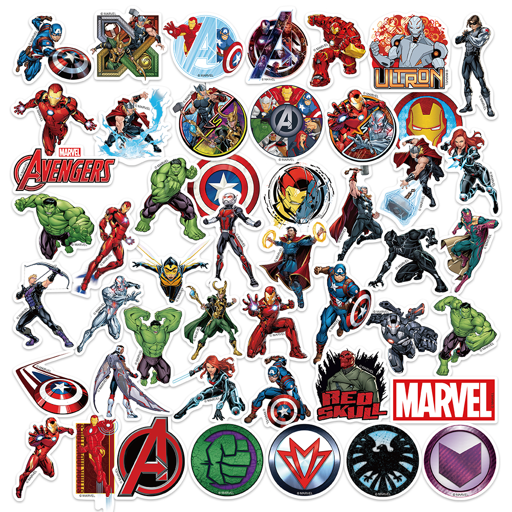 

50pcs Super hero tahan air stiker lengket cocok untuk laptop skateboard casing ponsel helm dan dekorasi stickers lainnya
