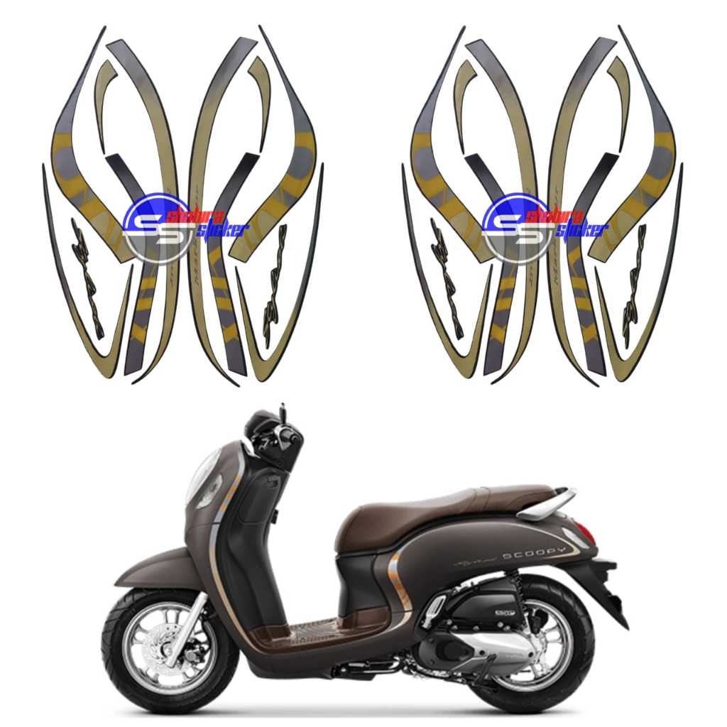 STRIPING STIKER LIS LES POLET BODY MOTOR HONDA SCOOPY STYLISH 2020 2021 MATTE BROWN FULLSET