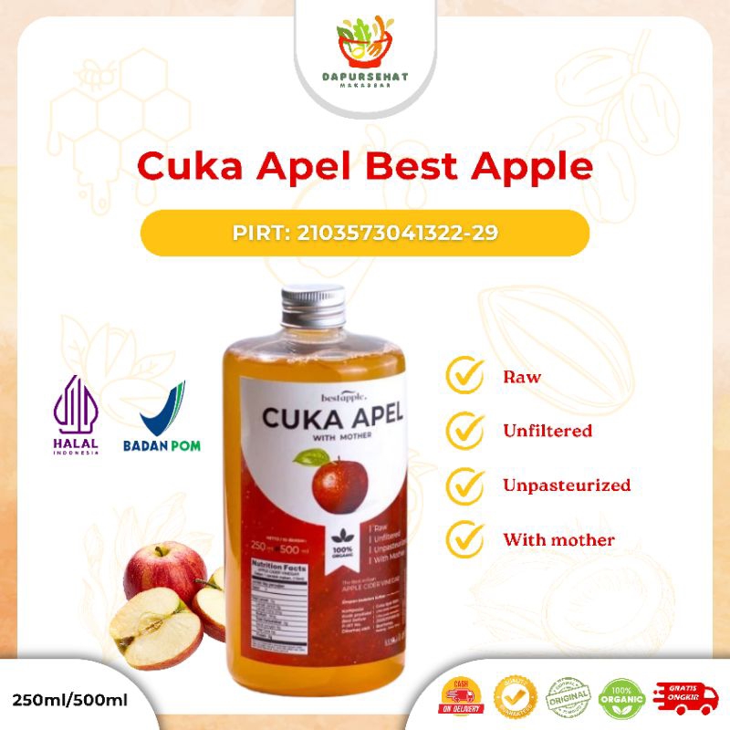 

Bestapple - Cuka Apel Original 500 ml- Diet Detoks - Apple Cider Vinegar - Toner Wajah Alami.