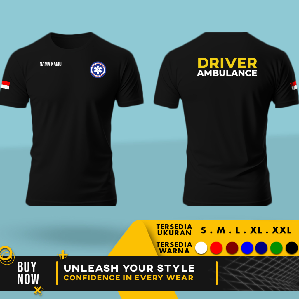 Kaos Baju Komunitas Driver Ambulan Gratis Tulis Nama Kamu | Cotton Combed 30s