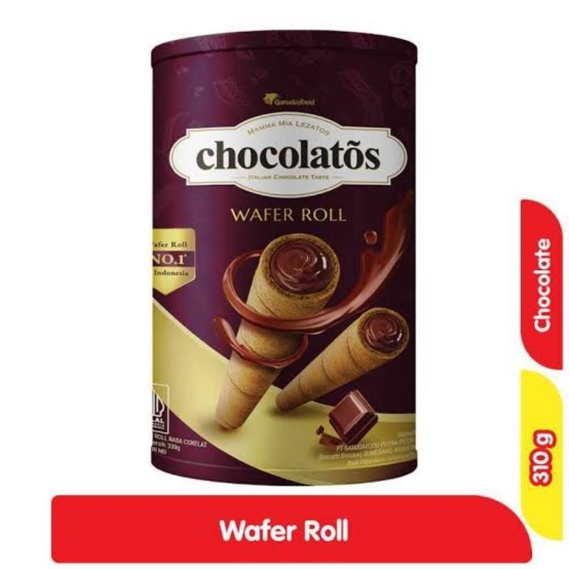 

Chocolatos Wafer Roll Cokelat Kaleng 310 gr