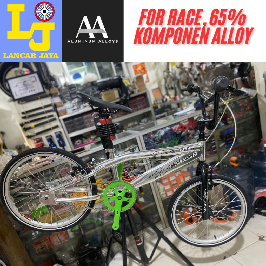 BMX Race CROSSWIND 20" Inch Frame Alloy Alumunium Rakitan Sepeda Remaja Full Bike Double rem Reflect