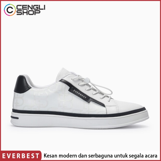 SEPATU EVERBEST SNEAKER PRIA ORIGINAL SNEAKERS KULIT ASLI ORI PUTIH WHITE EM56