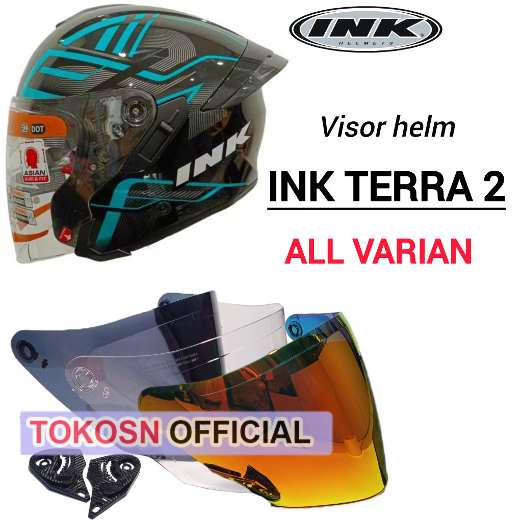 Kaca helm INK TERRA 2 visor helmet ink terra 2 warna iridium red gold blue silver bening hitam smock