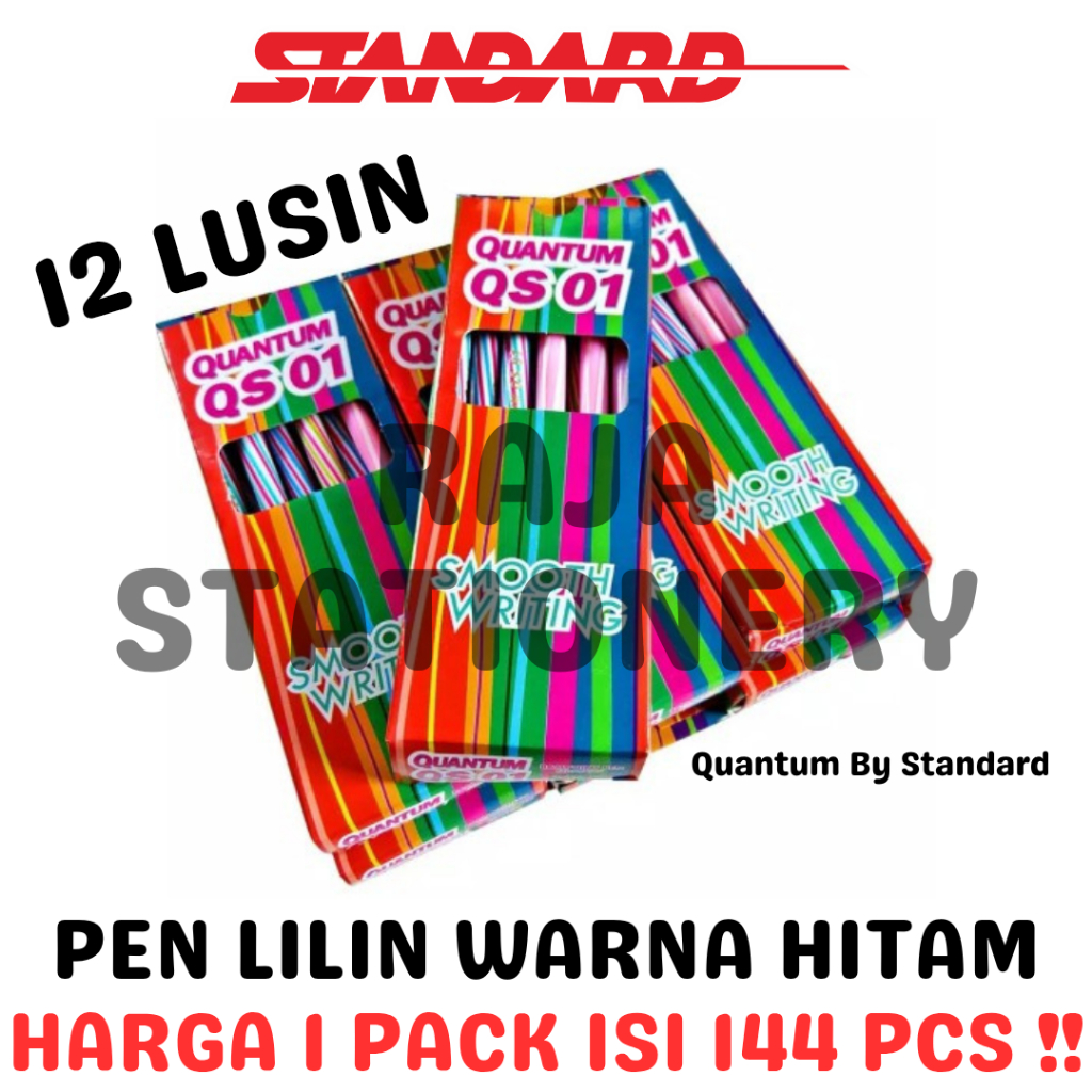 

QUANTUM BALL PEN BY STANDARD BLACK PULPEN LILIN ULIR HITAM QS01 QUANTUM STANDARD QS-01 BOX PACK GROSS [144PCS]