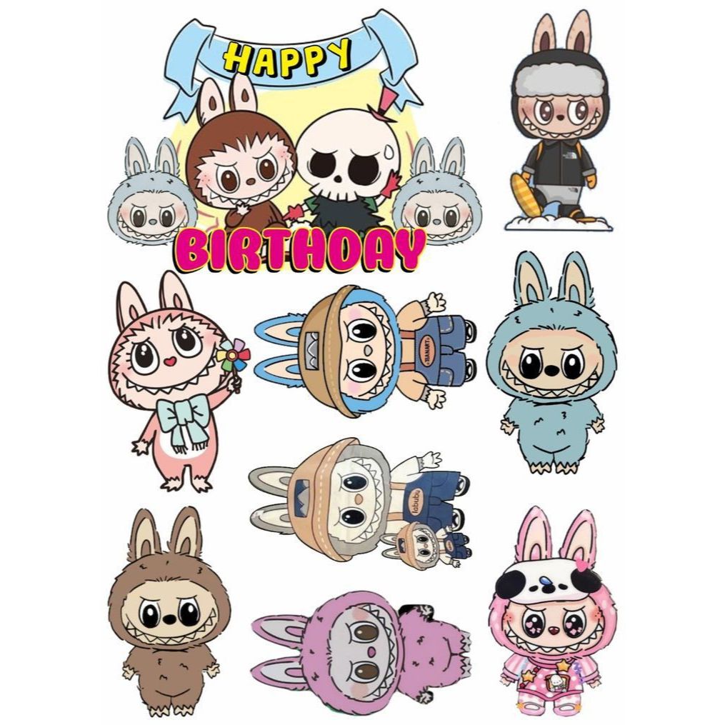 TOPPER LABUBU/ Topper LABUBU Custom Nama/ Hiasan Cake LABUBU Viral