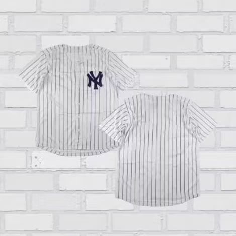 BORDIR Baju Jersey Baseball New York Yankees Putih