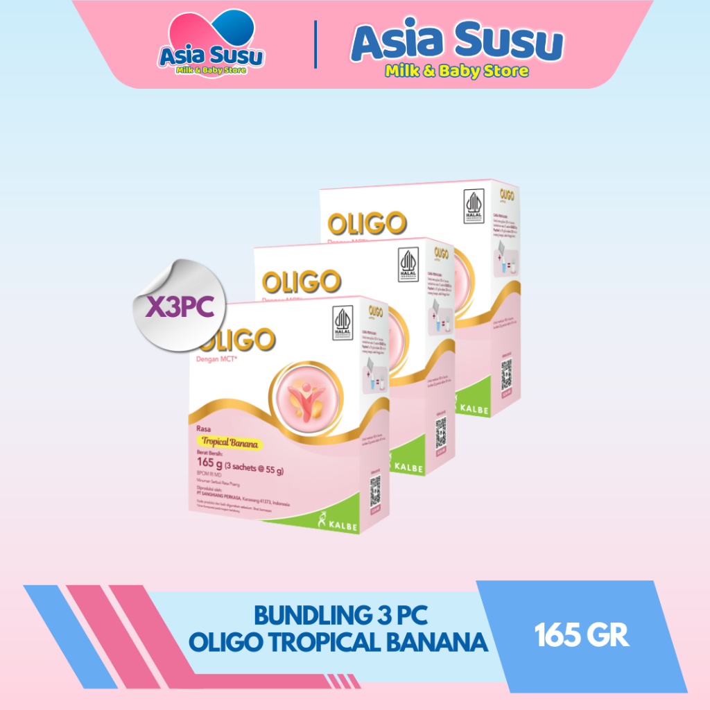 

[BUNDLE] OLIGO Rasa Tropical Banana 165g x 3pc - Nutrisi Khusus Tinggi Protein Terhidrolisa