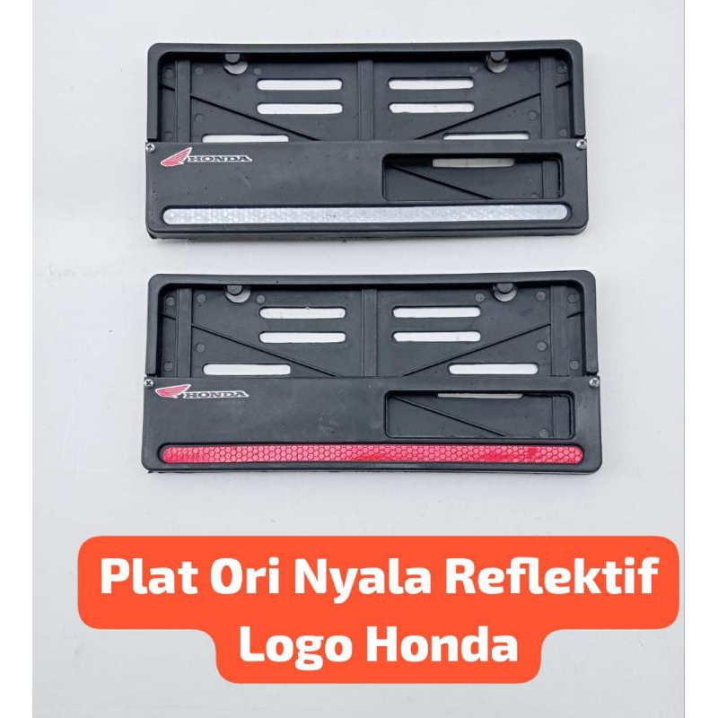 Dudukan Tatakan Rumah Cover Plat Nomor Motor List Ori Nyala Reflektif Logo Honda Universal beat vari