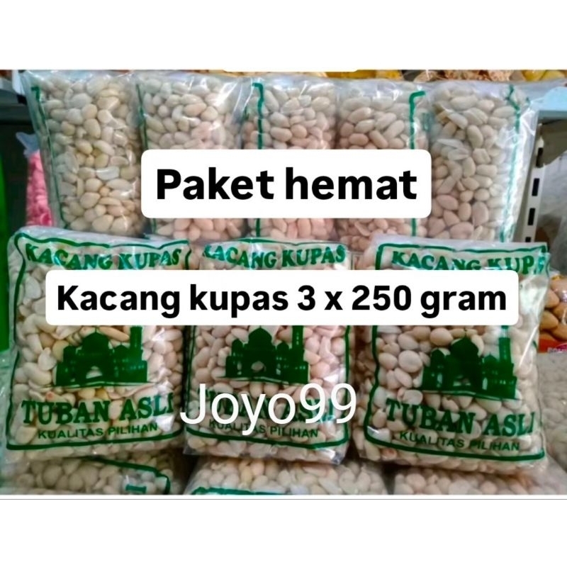 

kacang kupas tuban 3 bungkus x 250 gram kemasan random edisi lebaran