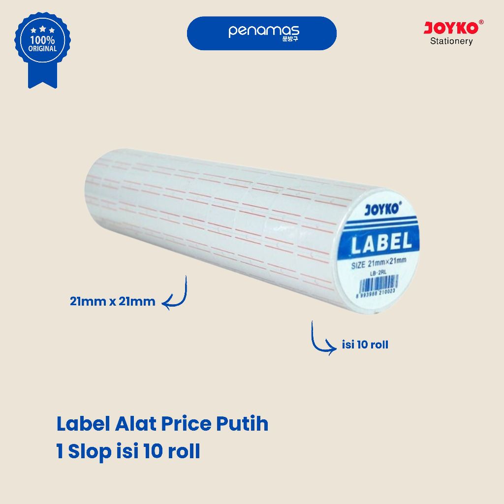 

LABEL ALAT PRICE PUTIH / LABEL HARGA JOYKO LB-2RL / 1 SLOP ISI 10 PCS
