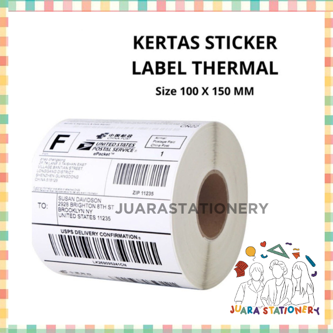 

(200) Label Sticker Thermal 100 x 150mm Termurah 500pcs - Thermal Label 100x150mm Rol