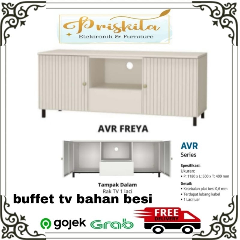 buffet tv minimalis / rak tv plat besi / buffet tv bahan besi / furniture Palembang AVR FREYA