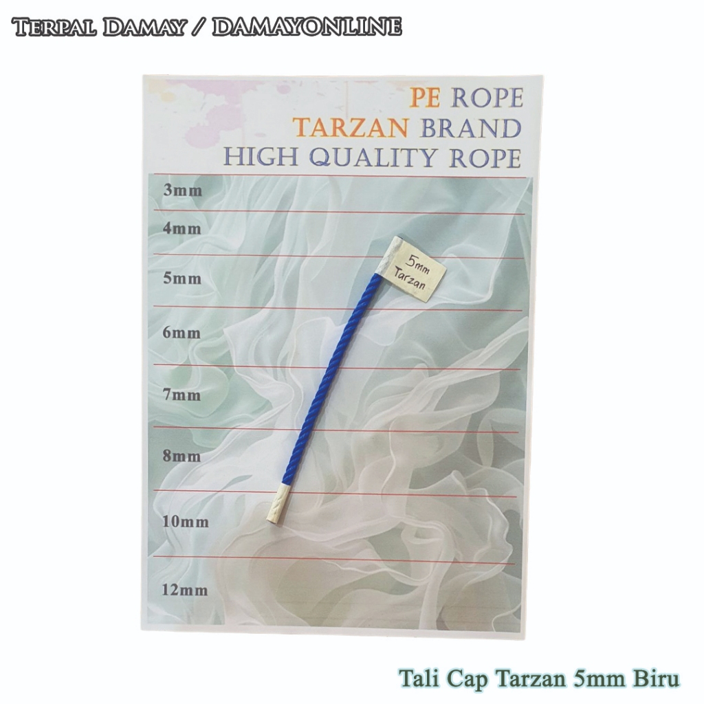 

Tali Tambang PE Cap Tarzan 5mm Biru / Meter ( Harga Per Meter )