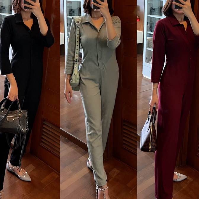 murah JUMPSUIT KNIT PAKAIAN WANITA BAJU HANG OUT JUMPSUIT HIJAB JUMPSUIT TANGAN PANJANG JUMPSUIT