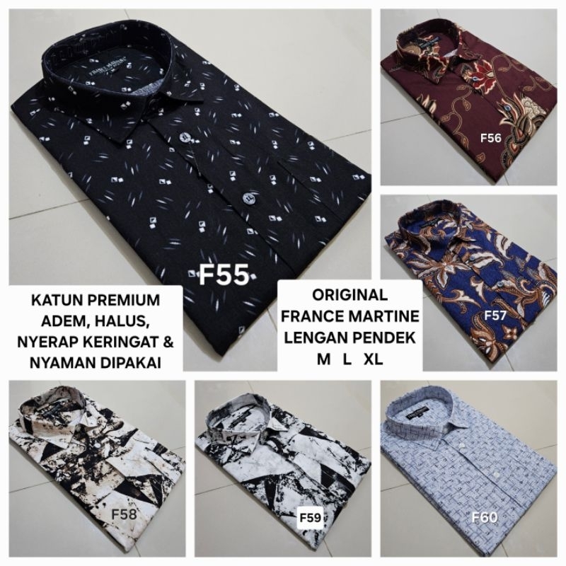 FRANCE MARTINE -  Kemeja pria lengan pendek FM size M L XL, bahan katun nyerap keringat
