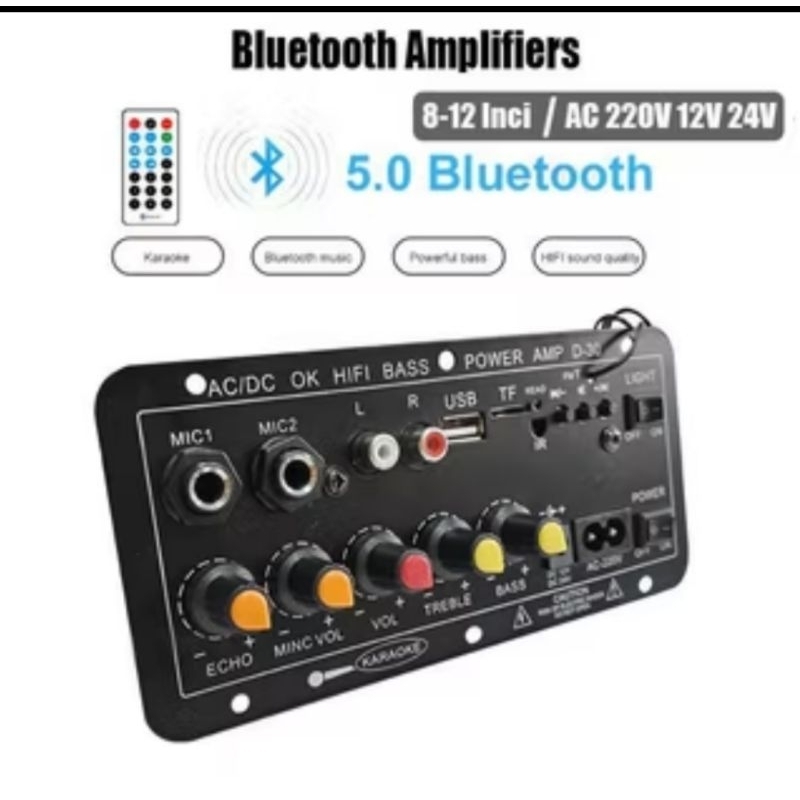 Diy board amplifier USB bluetooth FM radio mic karoke
