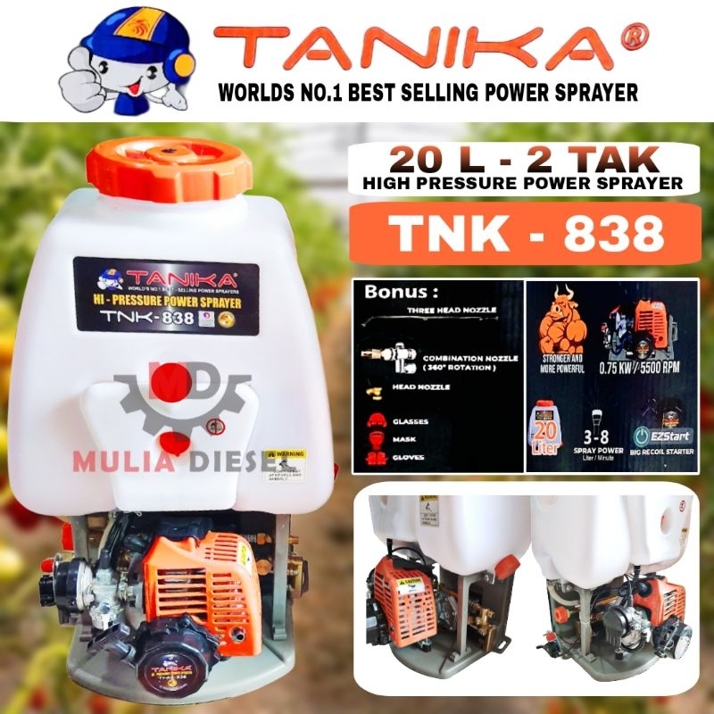 Mesin Power Sprayer Knapsack TANIKA TNK 838 20 L 2 TAK TNK838 Semprot Hama