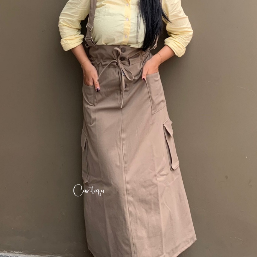 HJ6 JUMPSUIT WANITA ROK CARGO  ONORA OVERALL JUMBO XXXL