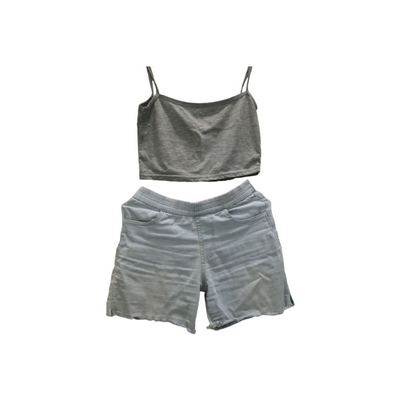 One Set Hotpants Jeans + Tanktop Crop | Free 1 tanktop | Preloved