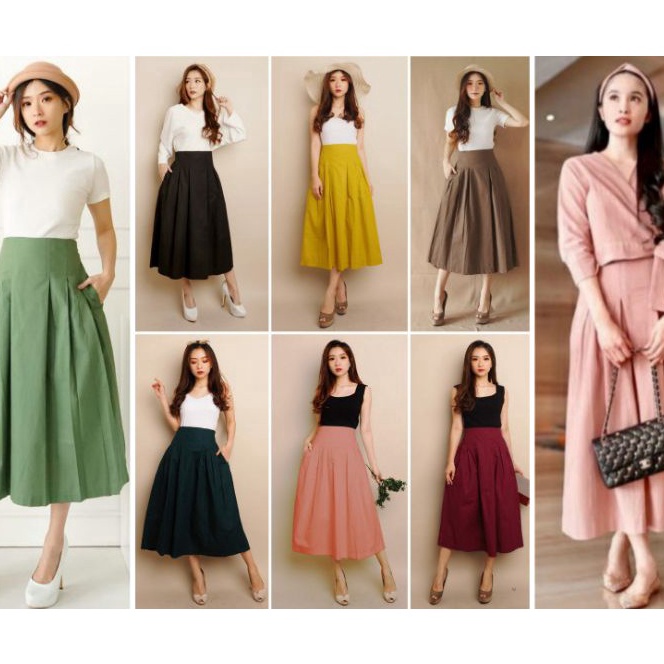 KP8   RECOMMENDED  PREMIUM RAMADHAN  MYLIE MIDI SKIRT  N UNIQLO or DENIM  VINTAGE PLAIN FLARE THICK 