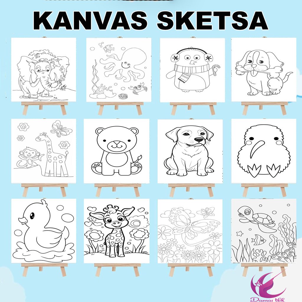 

(SKETSA) Mewarnai Kanvas Lukis Sketsa 10x10 cm / 15x15 cm / 20x20 cm