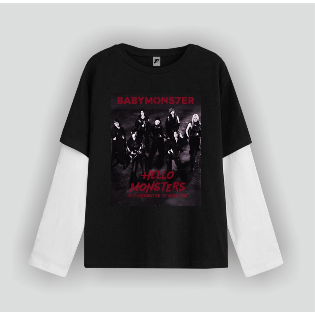 Flooks clothing Tshirt Double layer Babymonster Hellomonster tour long sleeve  kaos pria wanita