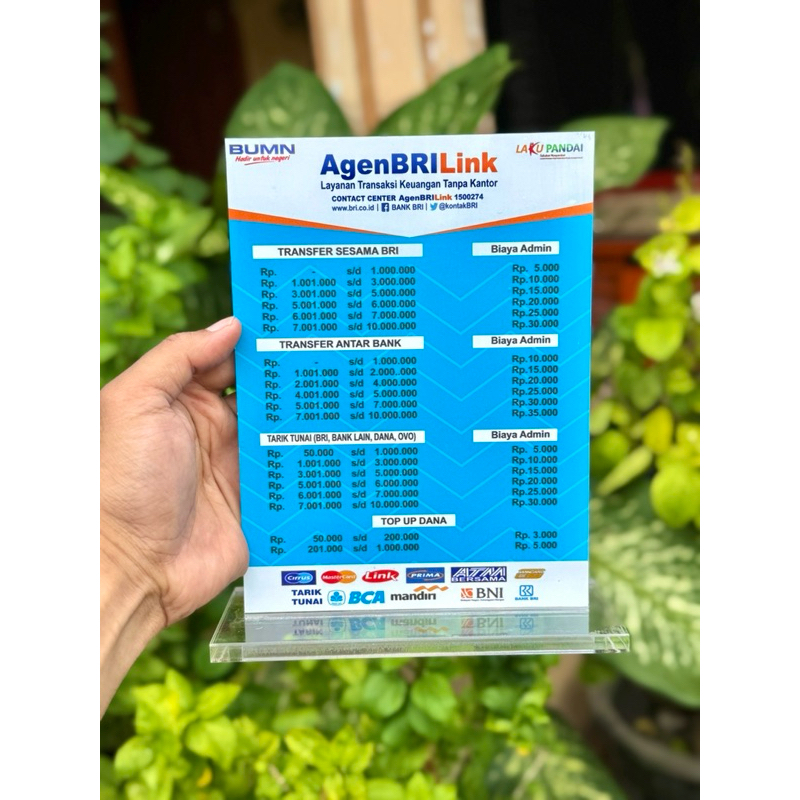 

AKRILIK MEJA 15x20cm BAHAN AKRILIK TEBAL AGEN BRI LINK BRILINK BRI BIAYA ADMIN BISA CUSTOM
