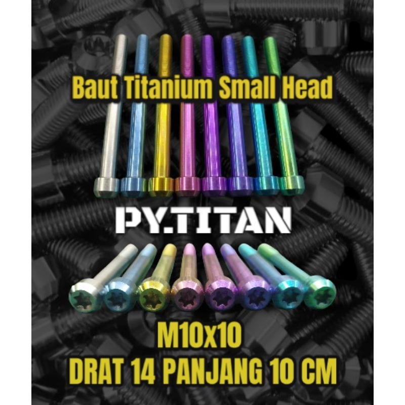Baut Titanium Small Head M10X100 Drat 14 Panjang 10 cm