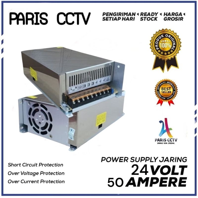 POWER SUPPLY 24V 50A 1200W CATU DAYA AC DC 24 VOLT 50 AMPERE TRANSFORMATORSWITCHING