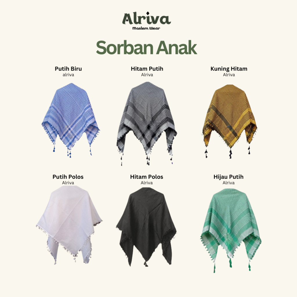 Alriva Sorban Anak Laki-laki Sorban Arab Premium Untuk TK PAUD Dan SD Bentuk Segitiga