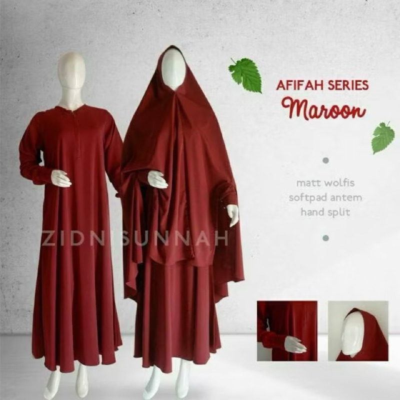 PRELOVED HUMAIRAH AFIFAH SET MAROON SIZE M BY ZIDNI ZIDNI.ID ZIDNISUNNAH